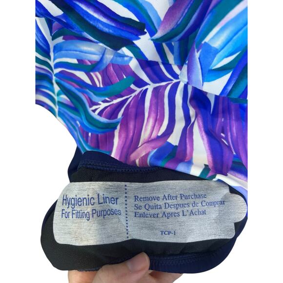 Swim Solutions Leaf Pattern One Piece Swimsuit Multicolor Women Plus Sz 24W NWT - Picture 7 of 8